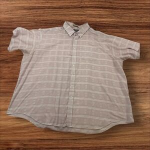 Vintage Le Tigre Button Up Shirt Striped Short Sleeve Casual Dress Shirt XL USA‎
